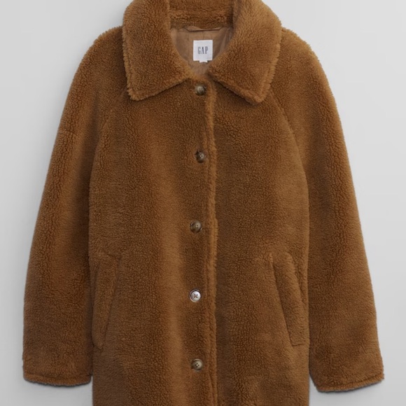 NWT GAP Sherpa Coat  Color: Holiday Brown SIZE LARGE - Picture 1 of 6